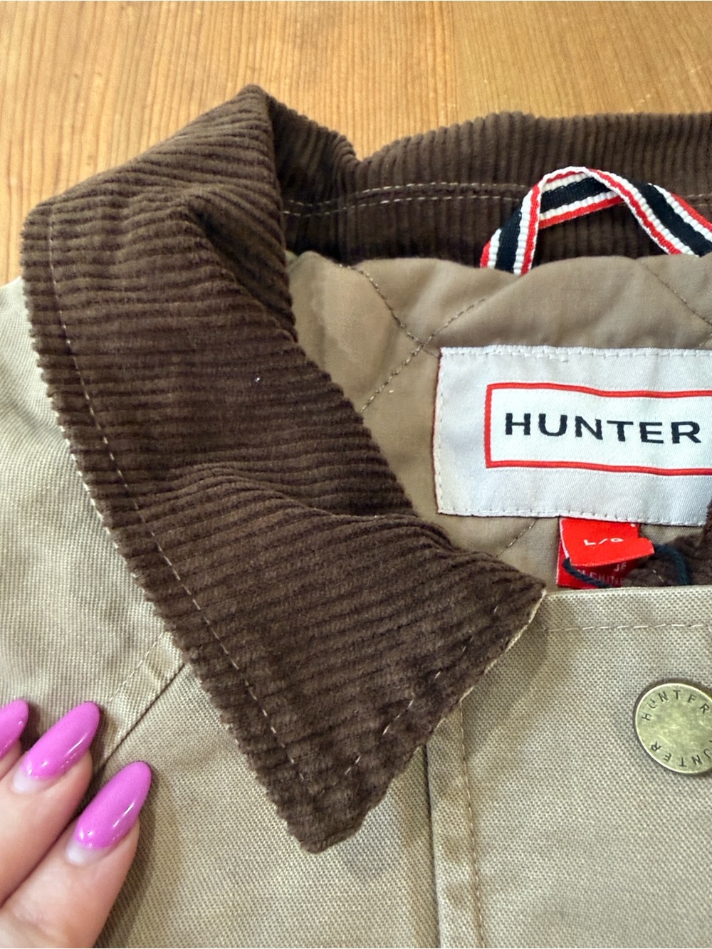 Hunter Tan Utility/Barn Jacket with Accent Brown Collar - Picture 6 of 9